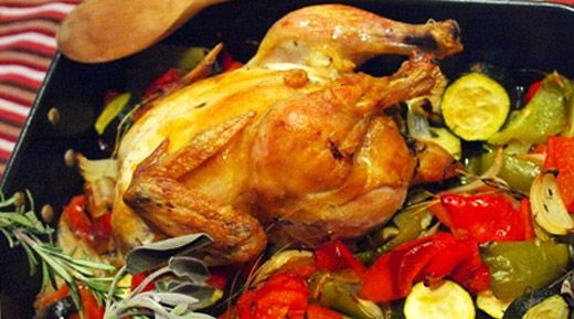 Курица, запеченная в духовке с овощами